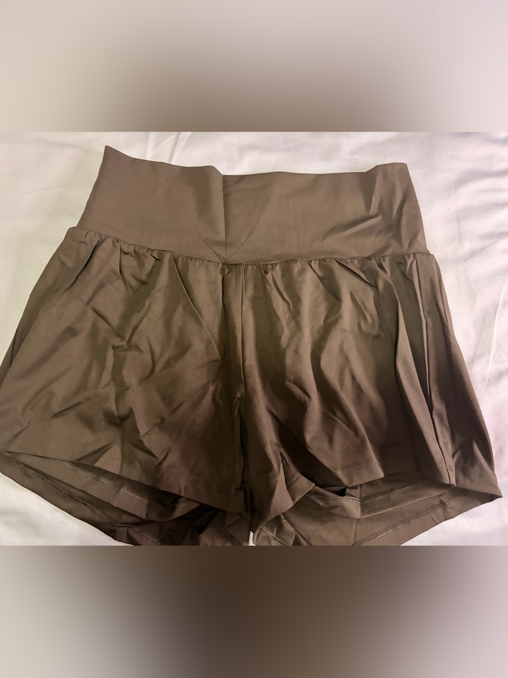 NWT Halara SoftlyZero Airy 2-in-1 Flowy Workout Shorts XL Olive Brown